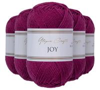 Utopia Crafts Joy DK Acrylic Yarn 5 x 50 g (250 g) Wool for Crochet and Knitting, Soft Knitting Wool, Crochet Wool (Raspberry Red)