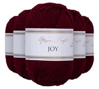 Utopia Crafts Joy DK Acrylic Yarn 5 x 50 g (250 g) Wool for Crochet and Knitting, Soft Knitting Wool, Crochet Wool (Bordeaux)