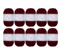 Utopia Crafts Joy Plain Knitting and Crochet Yarn, Soft, Easy Care, 100% Polyacrylic, 10 x 50 g Ball, 150 m (Burgundy)