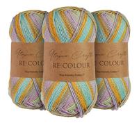 Utopia Crafts Re-Colour Ombre Knitting & Crochet Yarn 3X 100g (Fresh Blooms)