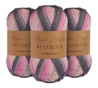 Utopia Crafts Re-Colour Ombre Knitting & Crochet Yarn 3X 100g (Grey Blossom)