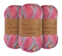 Utopia Crafts Re-Colour Ombre Knitting & Crochet Yarn 3X 100g (Spring Blossom)