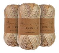 Utopia Crafts Re-Colour Ombre Knitting & Crochet Yarn 3X 100g (Sunset Beige)