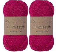 Utopia Crafts Re-Cotton Knitting Yarn, 100g (Rose Red) (Pack of 2)