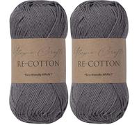 Utopia Crafts Re-Cotton Knitting Yarn, 100g (Storm Grey) (Pack of 2)