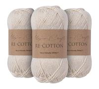 Utopia Crafts Re-Cotton Knitting Yarn 3X 100g (Cream)