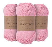 Utopia Crafts Re-Cotton Knitting Yarn 3X 100g (Light Pink)