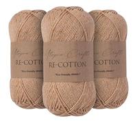 Utopia Crafts Re-Cotton Knitting Yarn 3X 100g (Light Taupe)