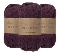 Utopia Crafts Re-Cotton Knitting Yarn 3X 100g (Plum Purple)