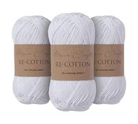 Utopia Crafts Re-Cotton Knitting Yarn 3X 100g (White)