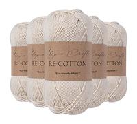 Utopia Crafts Re-Cotton Knitting Yarn, 5X 100g (Cream)