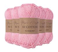 Utopia Crafts Re-Cotton Knitting Yarn, 5X 100g (Light Pink)