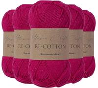 Utopia Crafts Re-Cotton Knitting Yarn, 5X 100g (Rose Red) (Pack of 5)