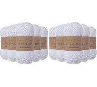 Utopia Crafts Re-Cotton Knitting Yarn, 5X 100g (White) (Pack of 2)