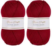 Utopia Crafts Super Aran Knitting and Crochet Yarn 100g (Ruby Red) (Pack of 2)