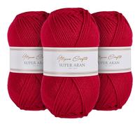 Utopia Crafts Super Aran Knitting and Crochet Yarn 3X 100g (Deep Berry)