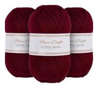 Utopia Crafts Super Aran Knitting and Crochet Yarn 3X 100g (Deep Garnet)