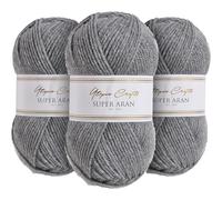 Utopia Crafts Super Aran Knitting and Crochet Yarn 3X 100g (Frost Grey)