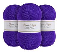 Utopia Crafts Super Aran Knitting and Crochet Yarn 3X 100g (Jewel Purple)
