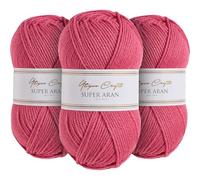 Utopia Crafts Super Aran Knitting and Crochet Yarn 3X 100g (Petal Pink)