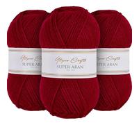Utopia Crafts Super Aran Knitting and Crochet Yarn 3X 100g (Rich Plum)