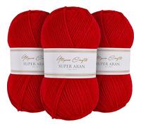 Utopia Crafts Super Aran Knitting and Crochet Yarn 3X 100g (Scarlet Glow)