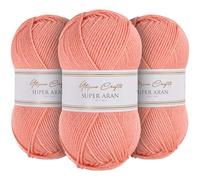 Utopia Crafts Super Aran Knitting and Crochet Yarn 3X 100g (Sunset Coral)