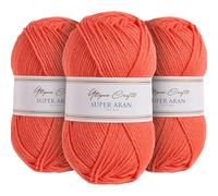Utopia Crafts Super Aran Knitting and Crochet Yarn 3X 100g (Vibrant Peach)