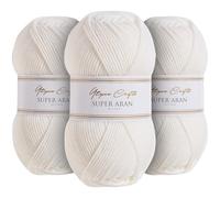 Utopia Crafts Super Aran Knitting and Crochet Yarn 3X 100g (White)
