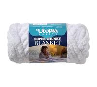 Utopia Crafts Super Chunky Blanket Yarn 250g, Soft Chenille Yarn for Arm Knitting - Thick Bulky Polyester Jumbo Yarn for Hand Knit Throw Blankets, Crochet, DIY Home Décor (White)