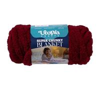 Utopia Crafts Super Chunky Blanket Yarn 250g, Soft Chenille Yarn for Arm Knitting - Thick Bulky Polyester Jumbo Yarn for Hand Knit Throw Blankets, Crochet, DIY Home Décor (Burgundy)