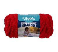 Utopia Crafts Super Chunky Blanket Yarn 250g, Soft Chenille Yarn for Arm Knitting - Thick Bulky Polyester Jumbo Yarn for Hand Knit Throw Blankets, Crochet, DIY Home Décor (Red)