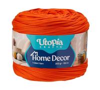 Utopia Crafts T-Shirt Yarn for Crocheting and Knitting Home Decor 300g/150m Elastic Microfibre Fabric Yarn Oeko-Tex Certified Washable Crochet Baskets Bags Rugs & Macramé 5-7mm Hook (Bright Orange)