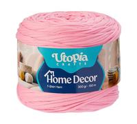 Utopia Crafts T-Shirt Yarn for Crocheting and Knitting Home Decor 300g/150m Elastic Microfibre Fabric Yarn Oeko-Tex Certified Washable Crochet Baskets Bags Rugs & Macramé 5-7mm Hook (Pastel Pink)