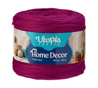 Utopia Crafts T-Shirt Yarn for Crocheting and Knitting Home Decor 300g/150m Elastic Microfibre Fabric Yarn Oeko-Tex Certified Washable Crochet Baskets Bags Rugs & Macramé 5-7mm Hook (Plum Purple)