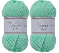 Utopia Crafts Velvet Lux Chenille Super Soft Chunky Yarn for Knitting and Crochet, 100g - 110m (Pale Teal) (Pack of 2)