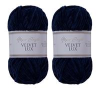 Utopia Crafts Velvet Lux Chenille Super Soft Chunky Yarn for Knitting and Crochet 2X 100g (Midnight Blue)