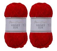 Utopia Crafts Velvet Lux Chenille Super Soft Chunky Yarn for Knitting and Crochet 2X 100g (Red)