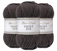 Utopia Crafts Velvet Lux Chenille Super Soft Chunky Yarn for Knitting and Crochet 3X 100g (Charcoal)
