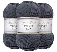 Utopia Crafts Velvet Lux Chenille Super Soft Chunky Yarn for Knitting and Crochet 3X 100g (Slate Grey)