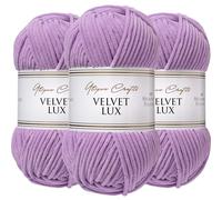 Utopia Crafts Velvet Lux Chenille Super Soft Chunky Yarn for Knitting and Crochet 3X 100g (Soft Lilac)
