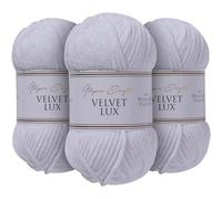 Utopia Crafts Velvet Lux Chenille Super Soft Chunky Yarn for Knitting and Crochet 3X 100g (White)