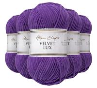 Utopia Crafts Velvet Lux Chenille Super Soft Chunky Yarn for Knitting and Crochet 5X 100g (Royal Purple)