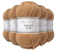 Utopia Crafts Velvet Lux Chenille Super Soft Chunky Yarn for Knitting and Crochet 5X 100g (Warm Brown)