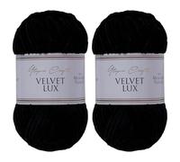 Utopia Crafts Velvet Lux Chenille Super Soft Chunky Yarn for Knitting and Crochet Yarn 2X 100g (Black)
