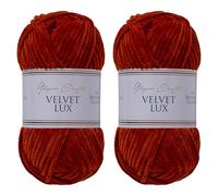 Utopia Crafts Velvet Lux Chenille Super Soft Chunky Yarn for Knitting and Crochet Yarn 2X 100g (Dark Orange)