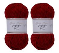 Utopia Crafts Velvet Lux Chenille Super Soft Chunky Yarn for Knitting and Crochet Yarn 2X 100g (Dark Scarlet)