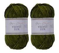 Utopia Crafts Velvet Lux Chenille Super Soft Chunky Yarn for Knitting and Crochet Yarn 2X 100g (Dark Olive)