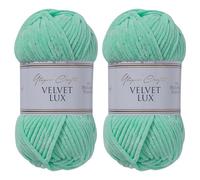 Utopia Crafts Velvet Lux Chenille Super Soft Chunky Yarn for Knitting and Crochet Yarn 2X 100g (Pale Teal)