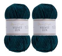 Utopia Crafts Velvet Lux Chenille Super Soft Chunky Yarn for Knitting and Crochet Yarn 2X 100g (Petrol Green)